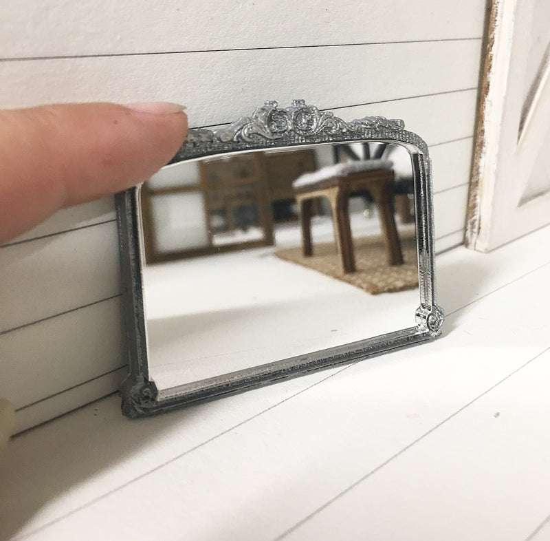 Miniature Farmhouse Rectangle Antique Silver Mirror Small