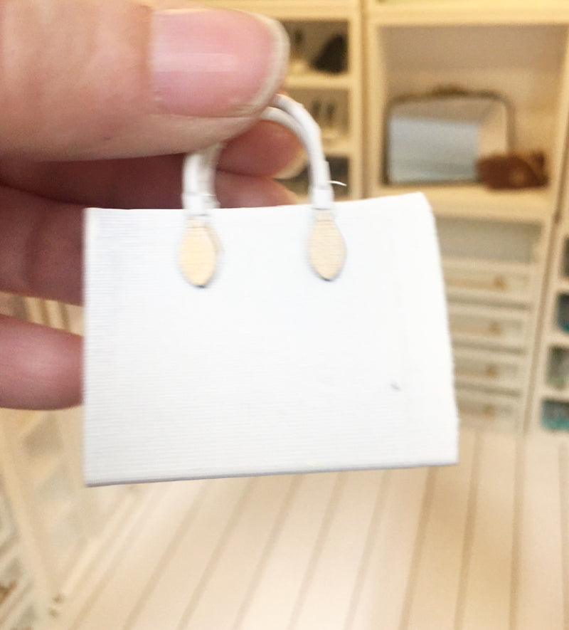 1:12 Scale | Miniature Farmhouse Vuitton Tote Bag White