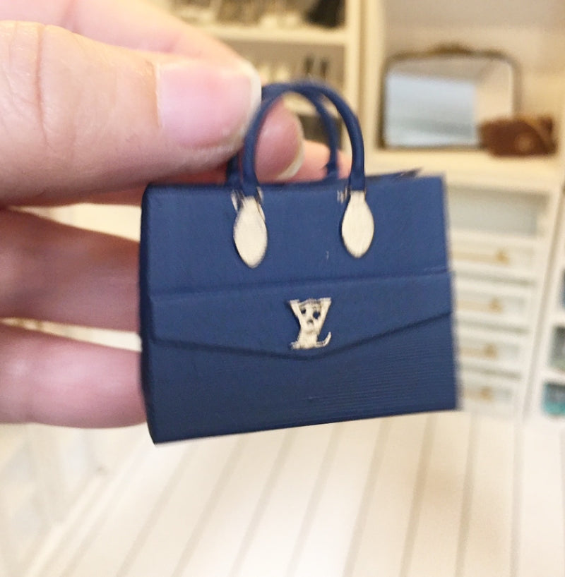 1:12 Scale | Miniature Farmhouse Vuitton Tote Bag Navy