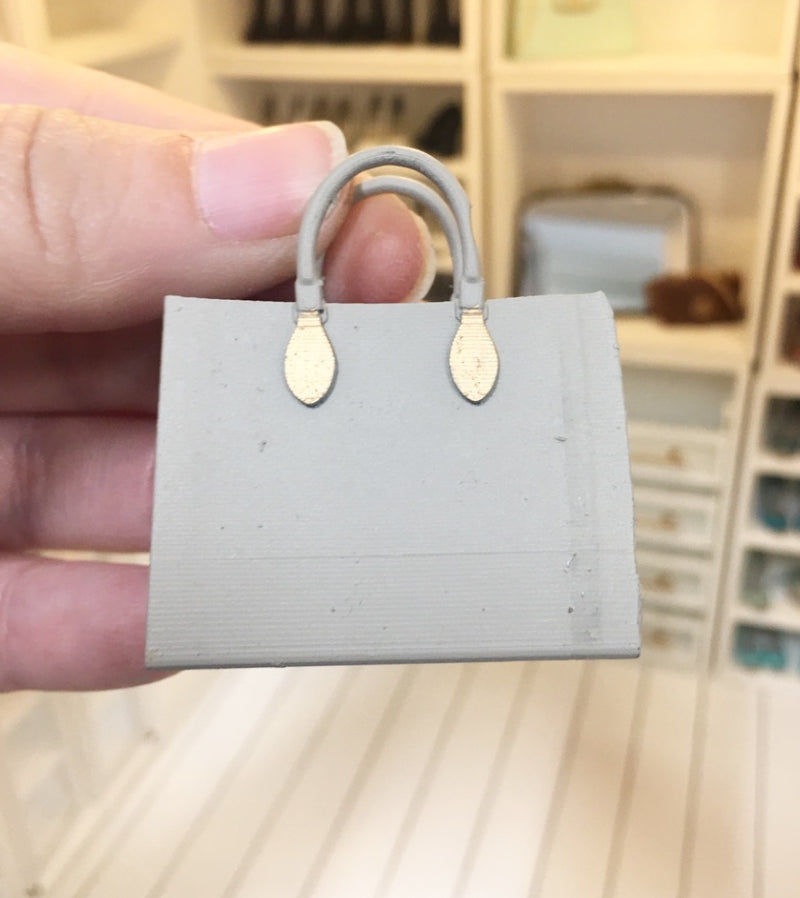 1:12 Scale | Miniature Farmhouse Vuitton Tote Bag Taupe