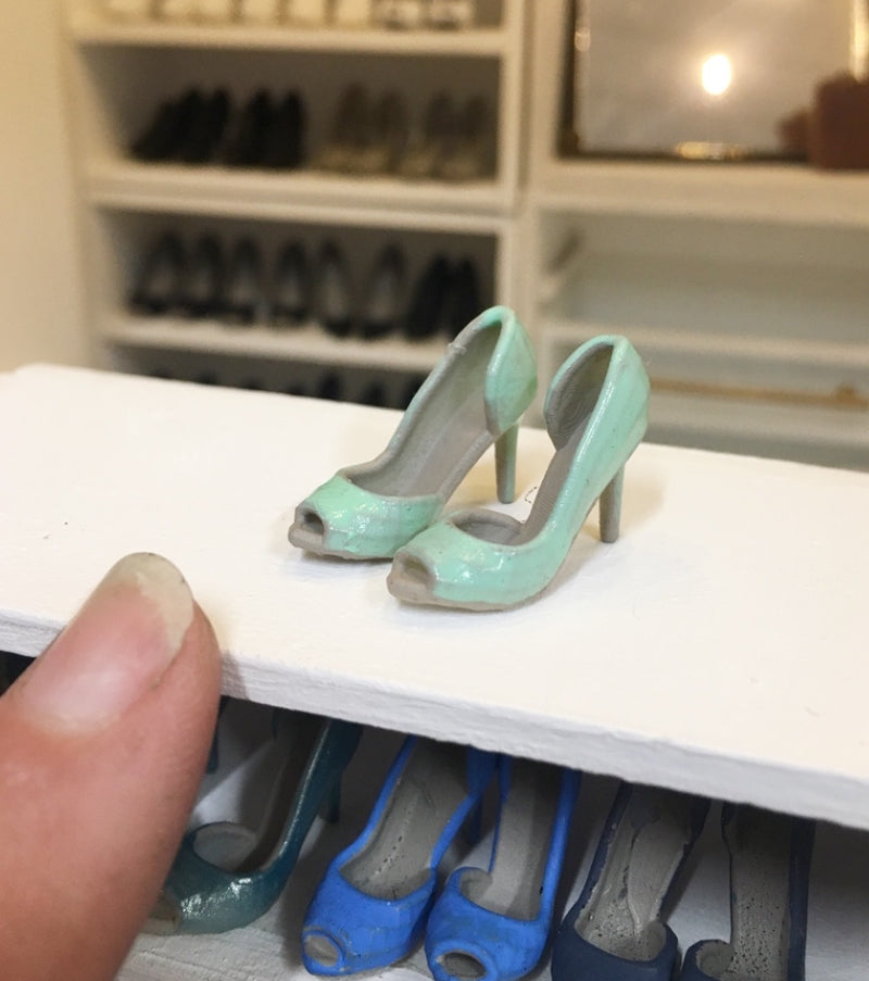 1:12 Scale | Miniature Farmhouse Shoes Pump Heels Seafoam Green
