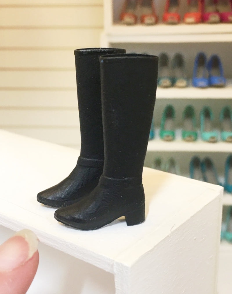 1:12 Scale | Miniature Farmhouse Black Boots with Side Buckle
