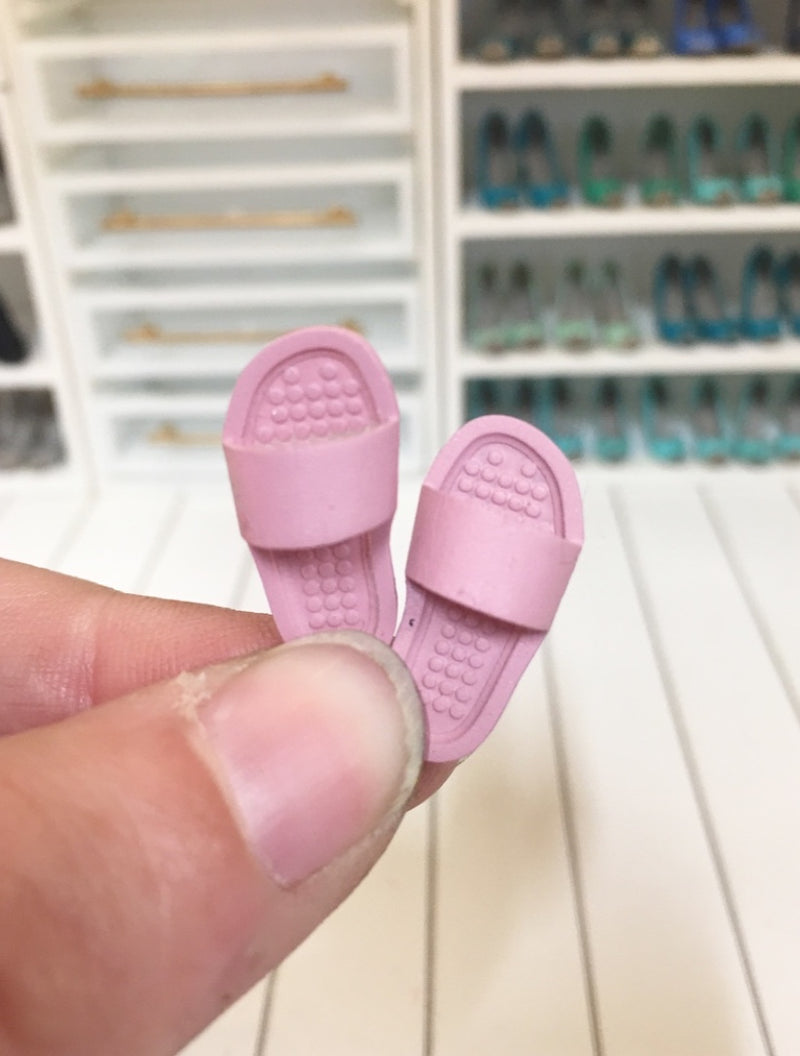 1:12 Scale | Miniature Farmhouse Shoes Slides Pink