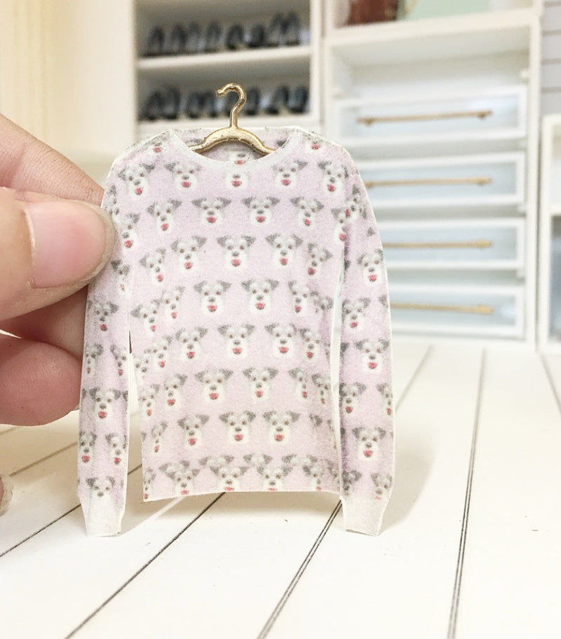 1:12 Scale | Miniature Farmhouse Pyjama Jumper On Hanger Schnauzer