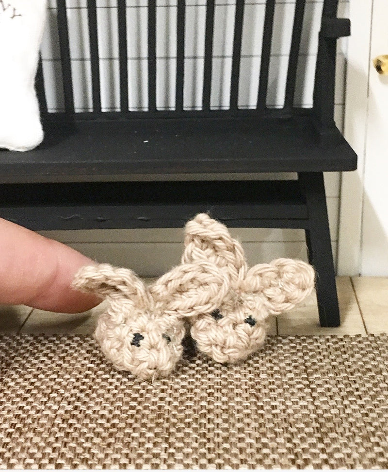 1:12 Scale | Miniature Hand Crocheted Bunny Slippers