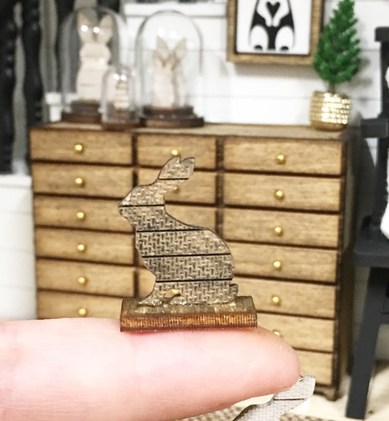 1:12 Scale | Miniature Shiplap Bunny Ornaments Pack 2