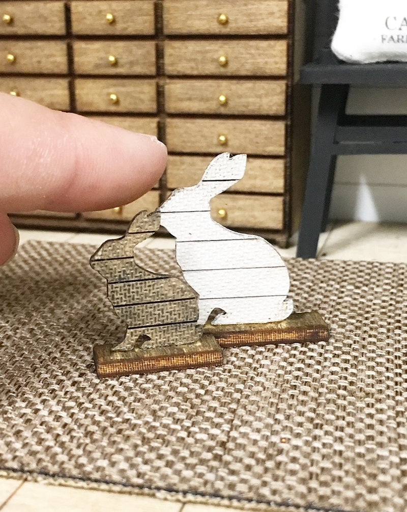1:12 Scale | Miniature Shiplap Bunny Ornaments Pack 2