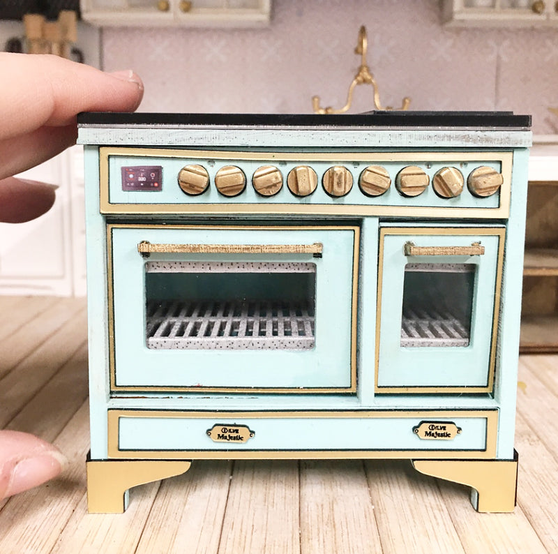 1:12 Scale | Miniature Ilve Majestic Opening Double Stove Mint Green