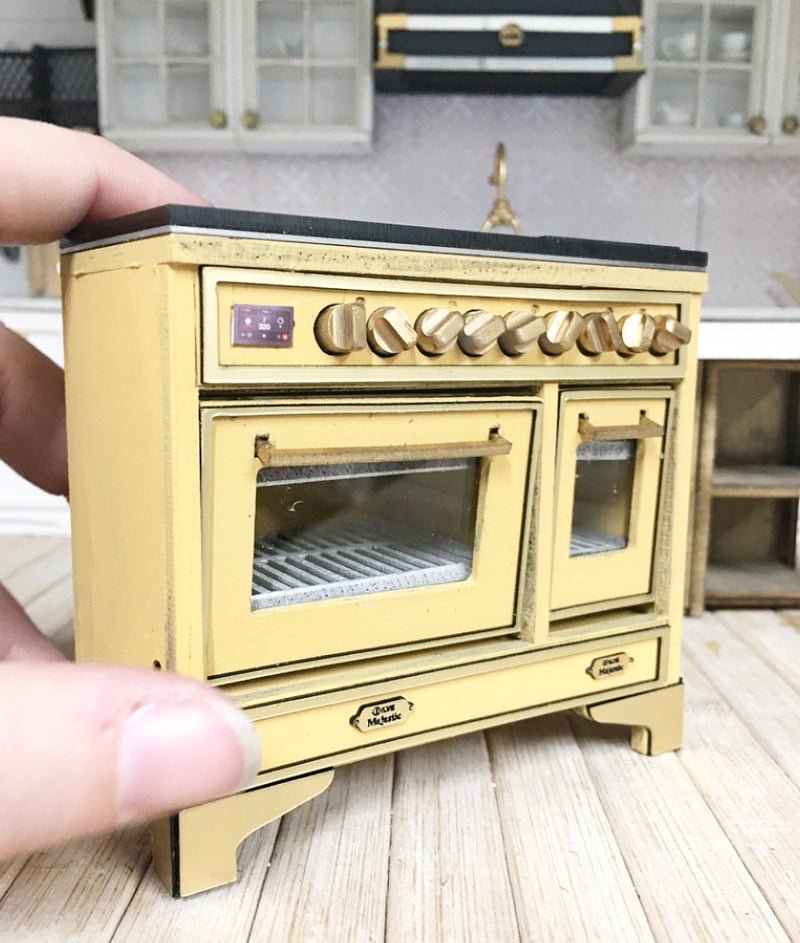 1:12 Scale | Miniature Ilve Majestic Opening Double Stove Mustard
