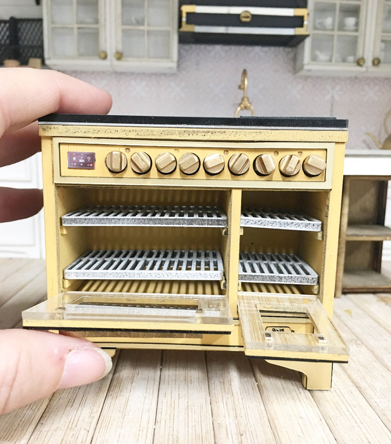 1:12 Scale | Miniature Ilve Majestic Opening Double Stove Mustard
