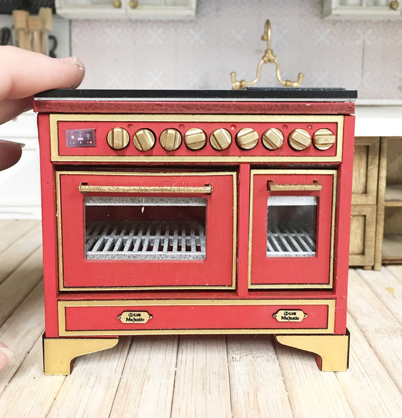 1:12 Scale | Miniature Ilve Majestic Opening Double Stove Red
