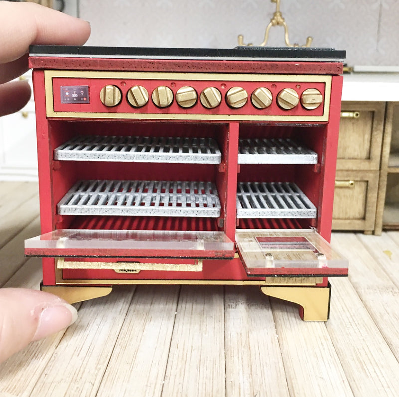 1:12 Scale | Miniature Ilve Majestic Opening Double Stove Red