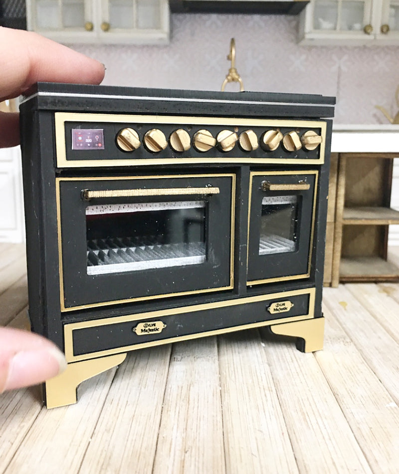 1:12 Scale | Miniature Ilve Majestic Opening Double Stove Black