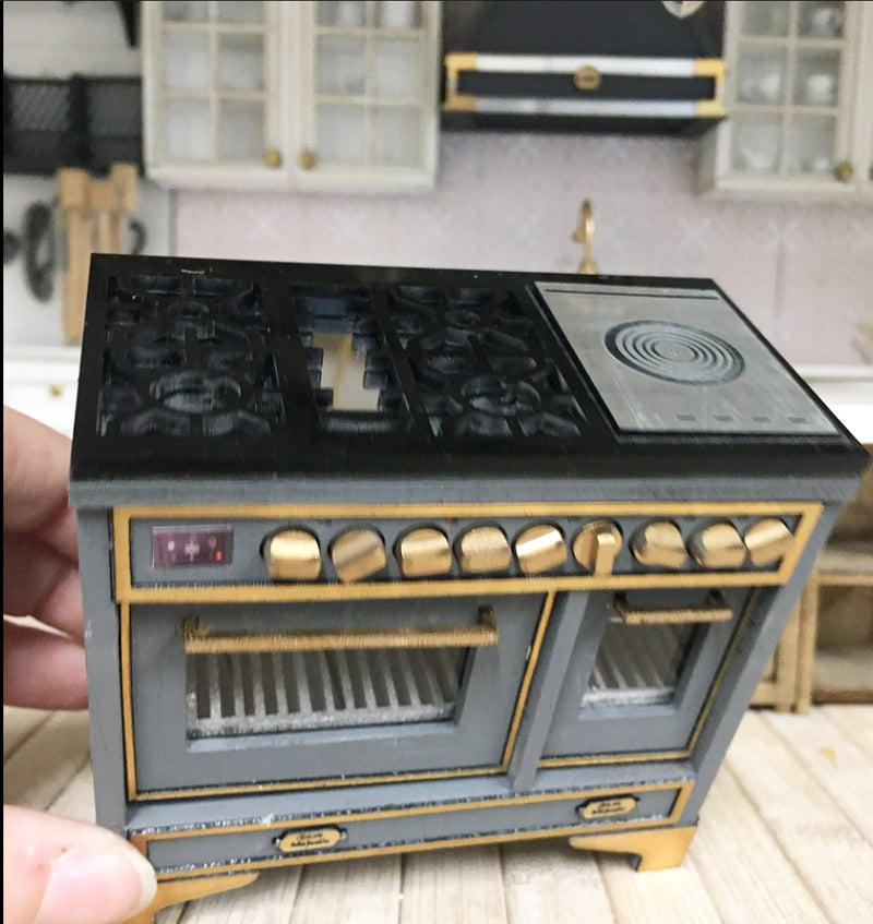 1:12 Scale | Miniature Ilve Majestic Opening Double Stove Charcoal