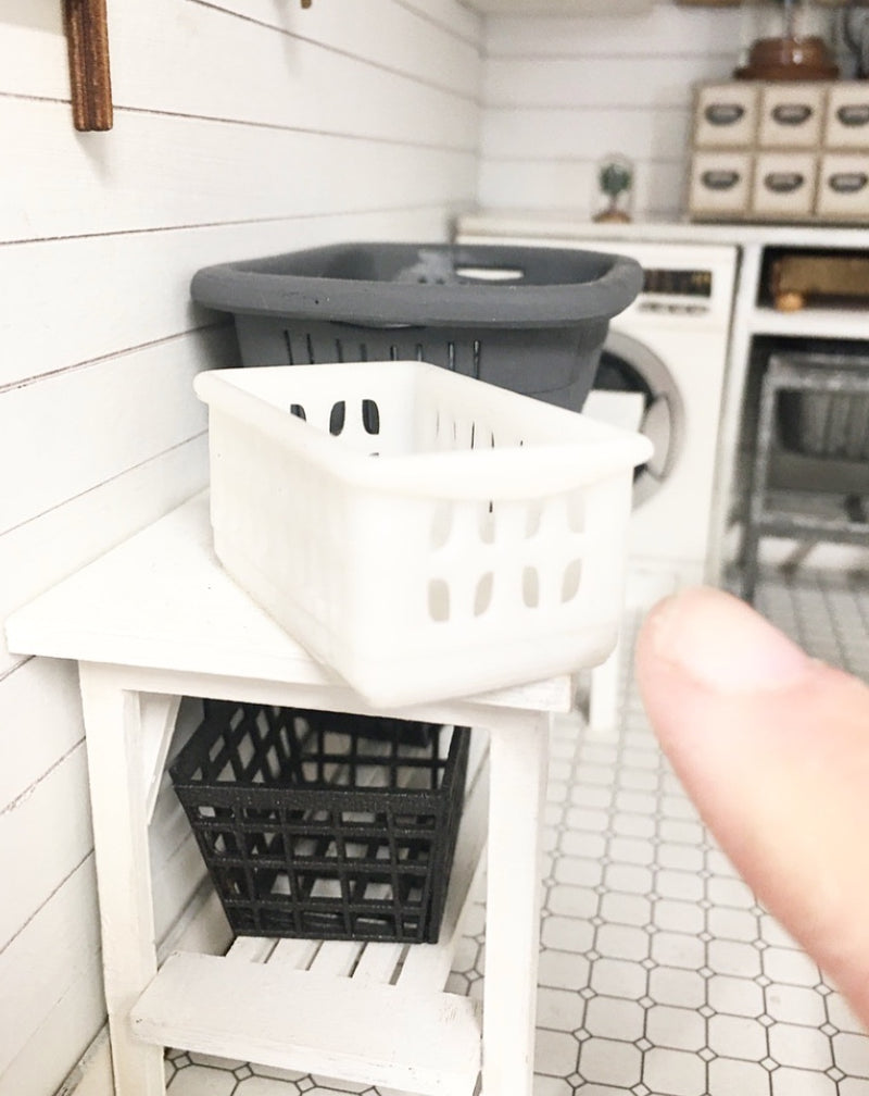 1:12 Scale | Miniature Farmhouse Laundry Mini Basket White
