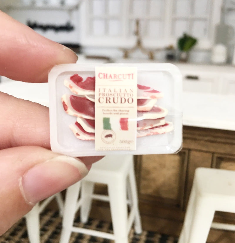 1:12 Scale | Miniature Farmhouse Wrapped Meat On Tray Prosciutto