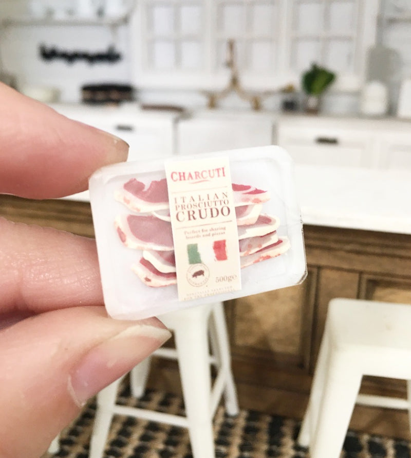 1:12 Scale | Miniature Farmhouse Wrapped Meat On Tray Prosciutto