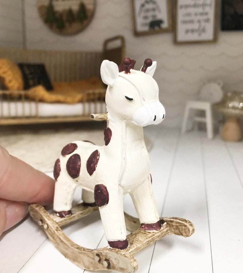 1:12 scale | Miniature Farmhouse nursery rocker giraffe