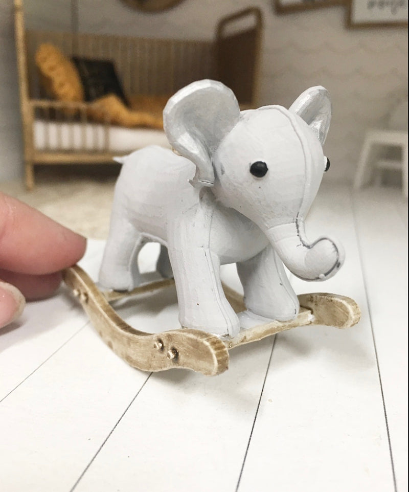 1:12 scale | Miniature Farmhouse nursery rocker elephant