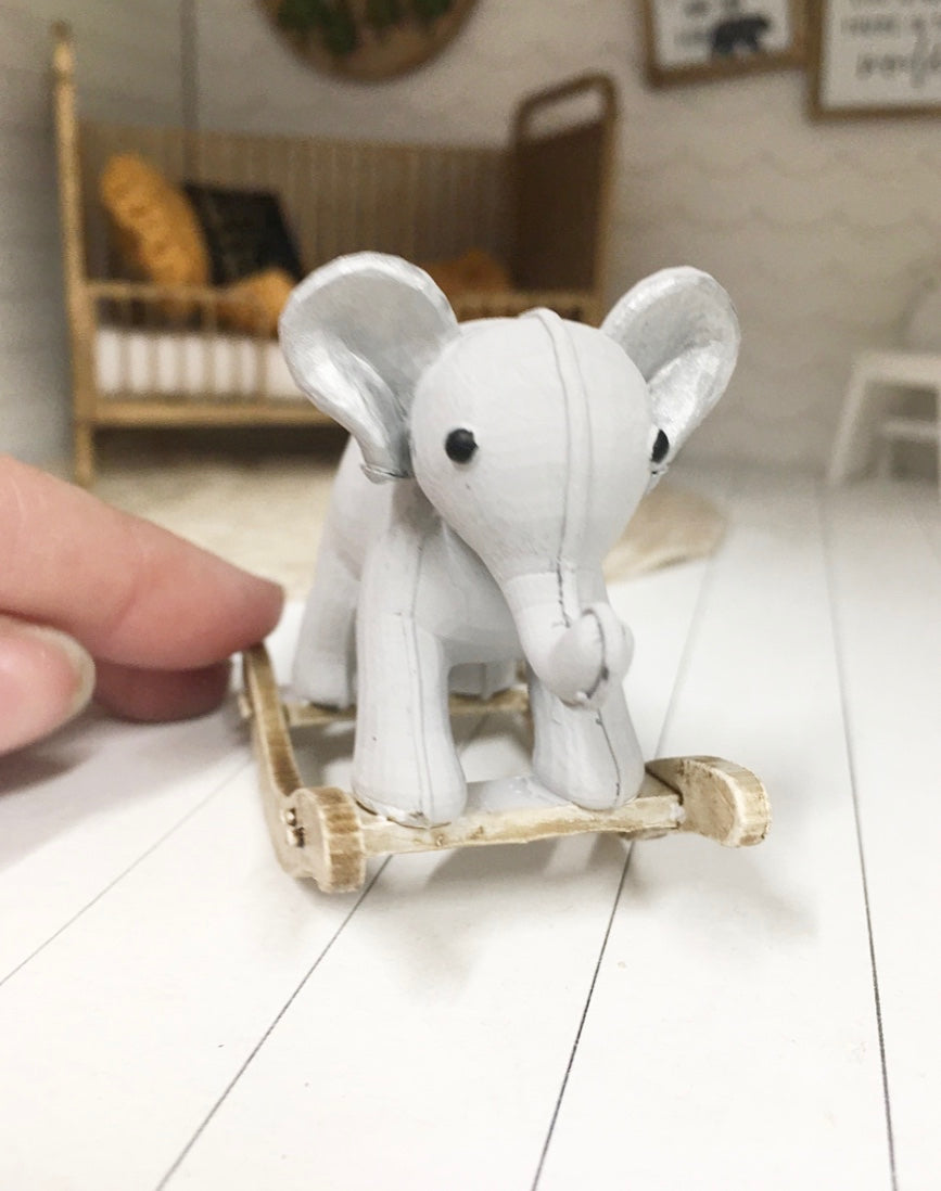 1:12 scale | Miniature Farmhouse nursery rocker elephant ...