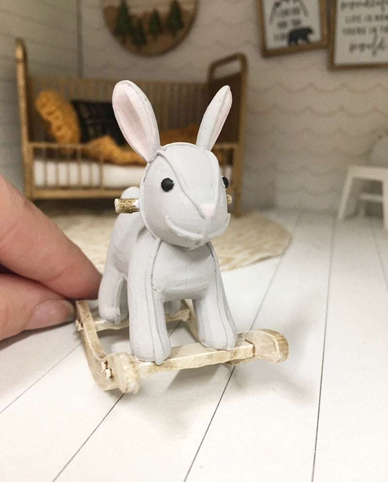 1:12 scale | Miniature Farmhouse nursery rocker bunny
