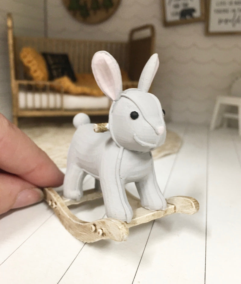 1:12 scale | Miniature Farmhouse nursery rocker bunny