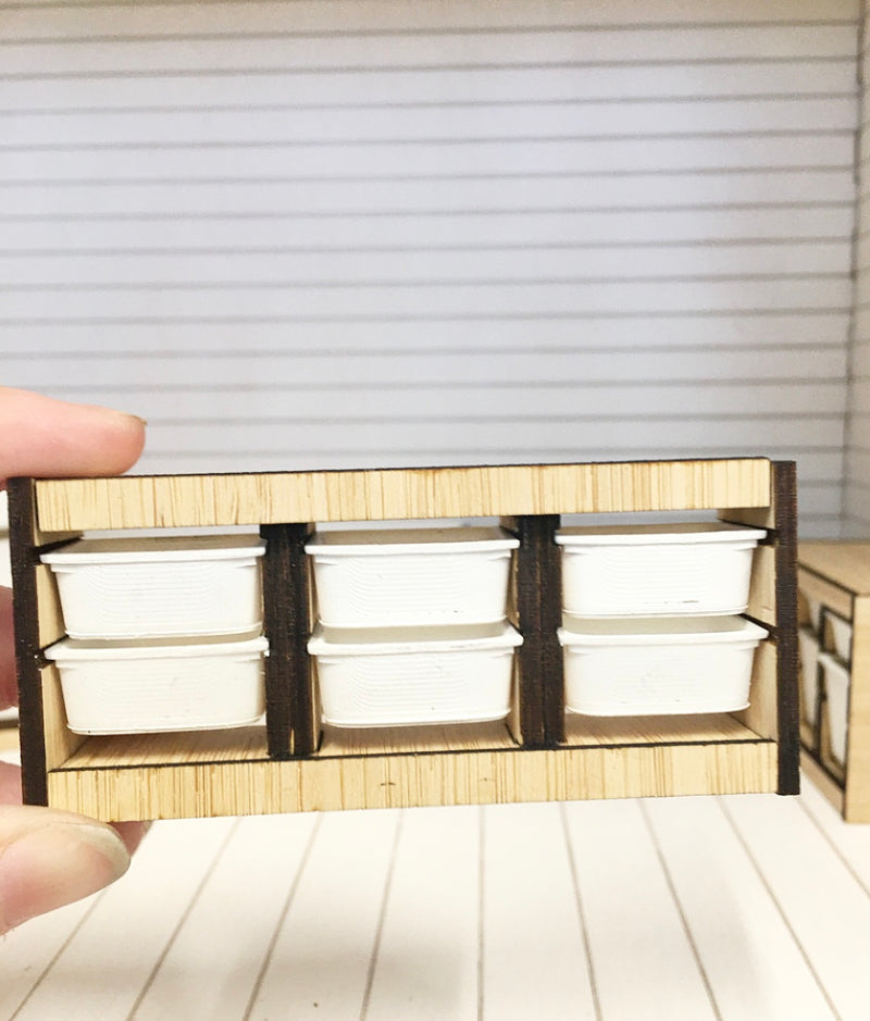1 :12 Scale | Miniature Dollhouse Trofast Storage Cabinet 6 Tub Small White