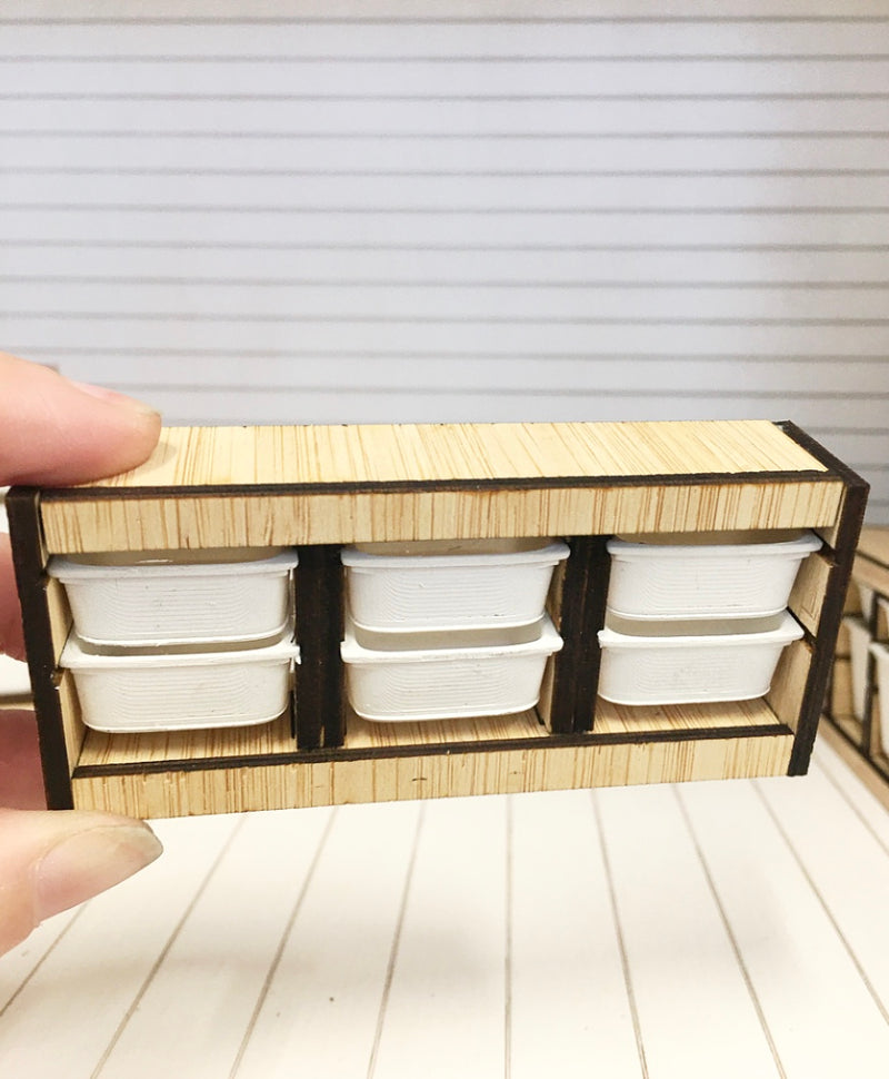 1 :12 Scale | Miniature Dollhouse Trofast Storage Cabinet 6 Tub Small White