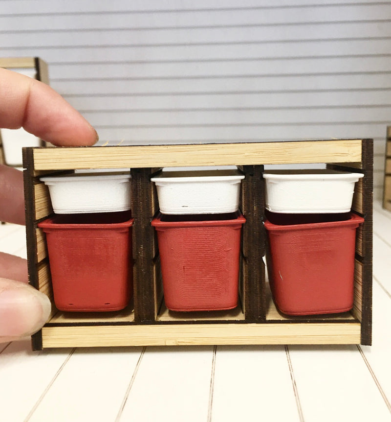 1 :12 Scale | Miniature Dollhouse Trofast Storage Cabinet 6 Tub Large Red White