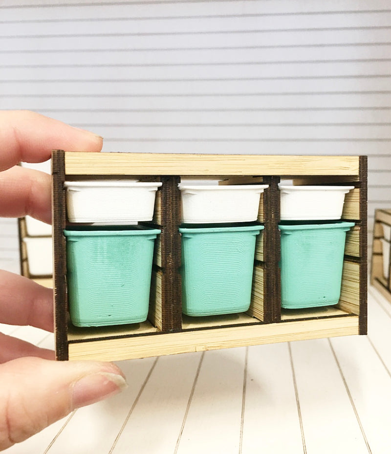 1 :12 Scale | Miniature Dollhouse Trofast Storage Cabinet 6 Tub Large Mint White