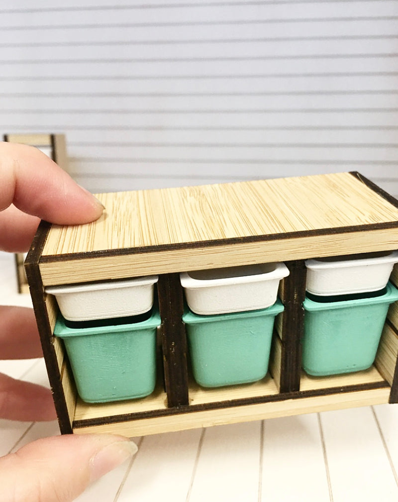 1 :12 Scale | Miniature Dollhouse Trofast Storage Cabinet 6 Tub Large Mint White