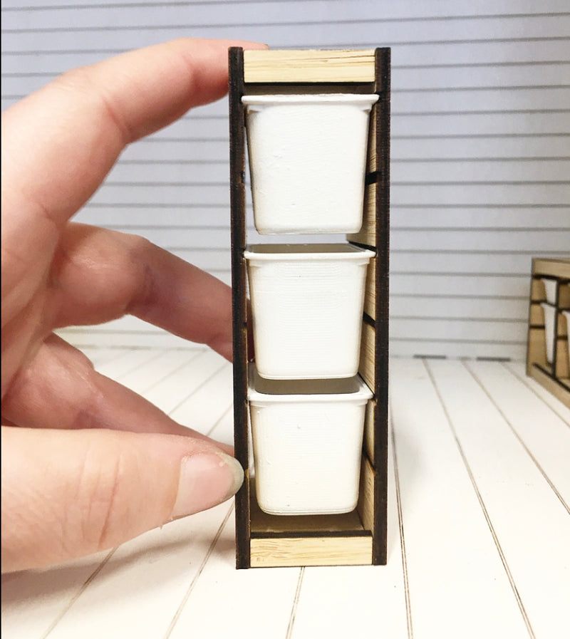 1 :12 Scale | Miniature Dollhouse Trofast Storage Cabinet 3 Tub Large White