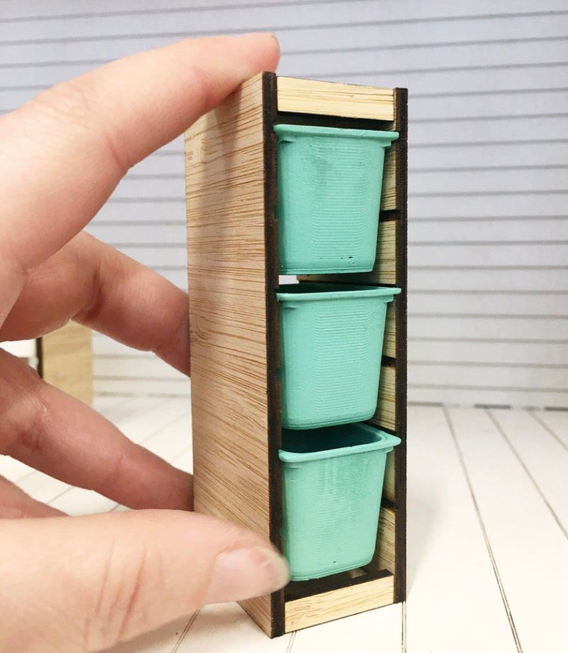 1 :12 Scale | Miniature Dollhouse Trofast Storage Cabinet 3 Tub Large Mint