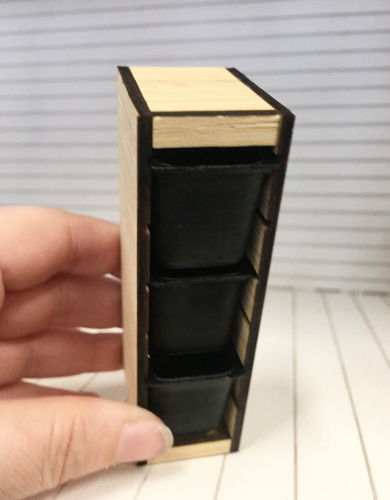 1 :12 Scale | Miniature Dollhouse Trofast Storage Cabinet 3 Tub Large Black