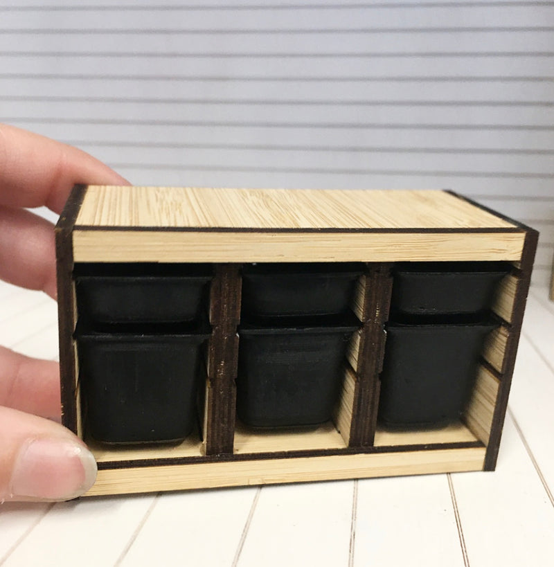 1 :12 Scale | Miniature Dollhouse Trofast Storage Cabinet 6 Tub Large Black