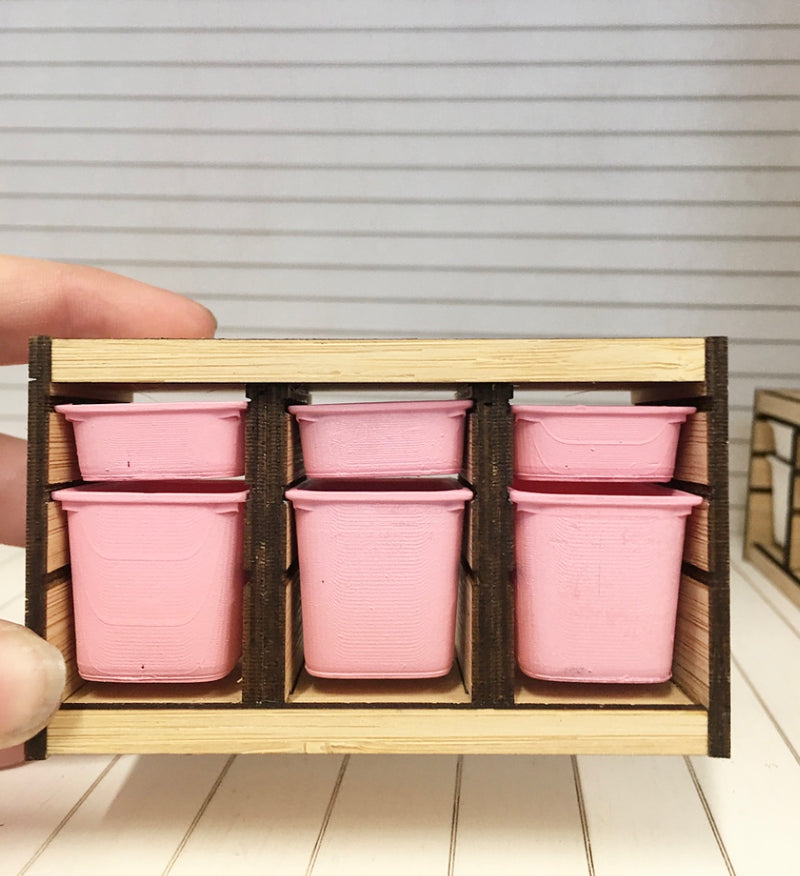 1 :12 Scale | Miniature Dollhouse Trofast Storage Cabinet 6 Tub Large Pink
