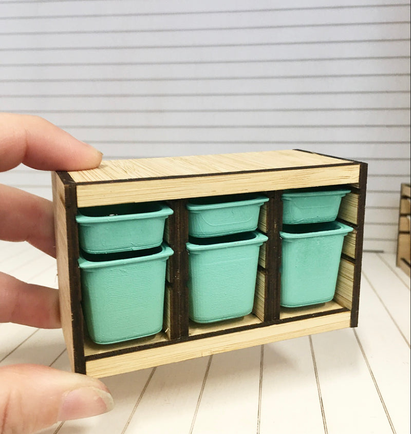 1 :12 Scale | Miniature Dollhouse Trofast Storage Cabinet 6 Tub Large Mint