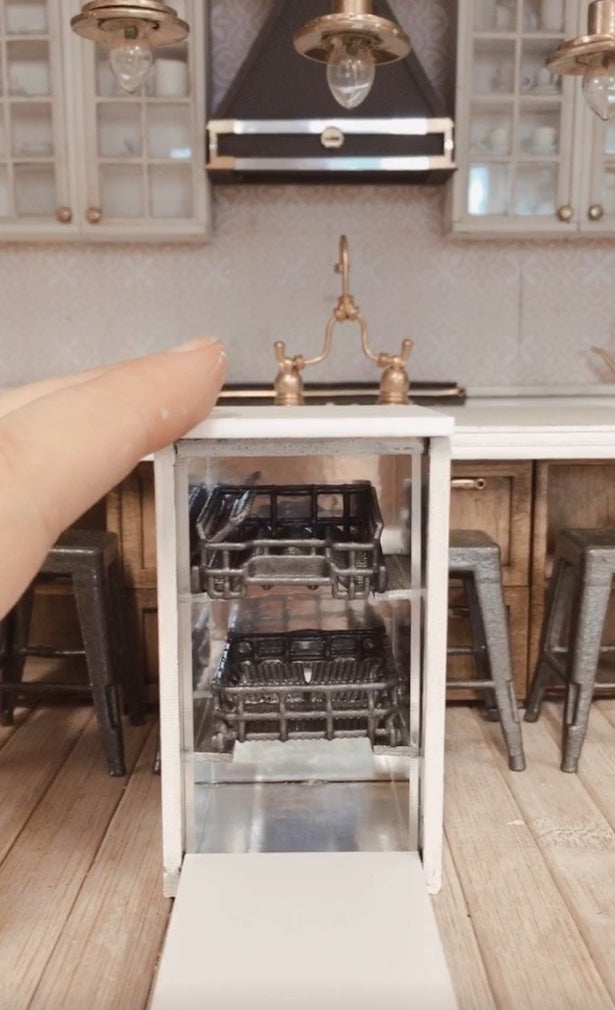 1:12 Scale | Miniature Farmhouse Stand Alone Dishwasher White