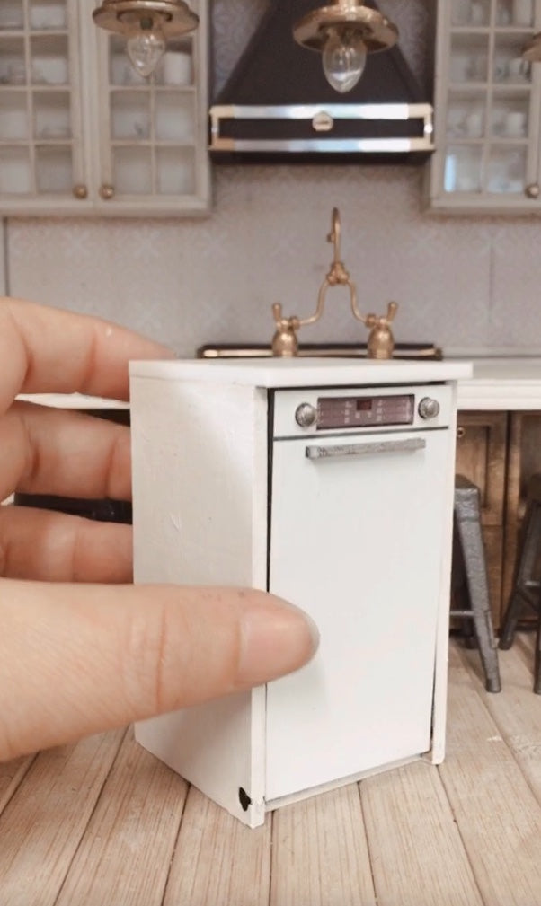 1:12 Scale | Miniature Farmhouse Stand Alone Dishwasher White