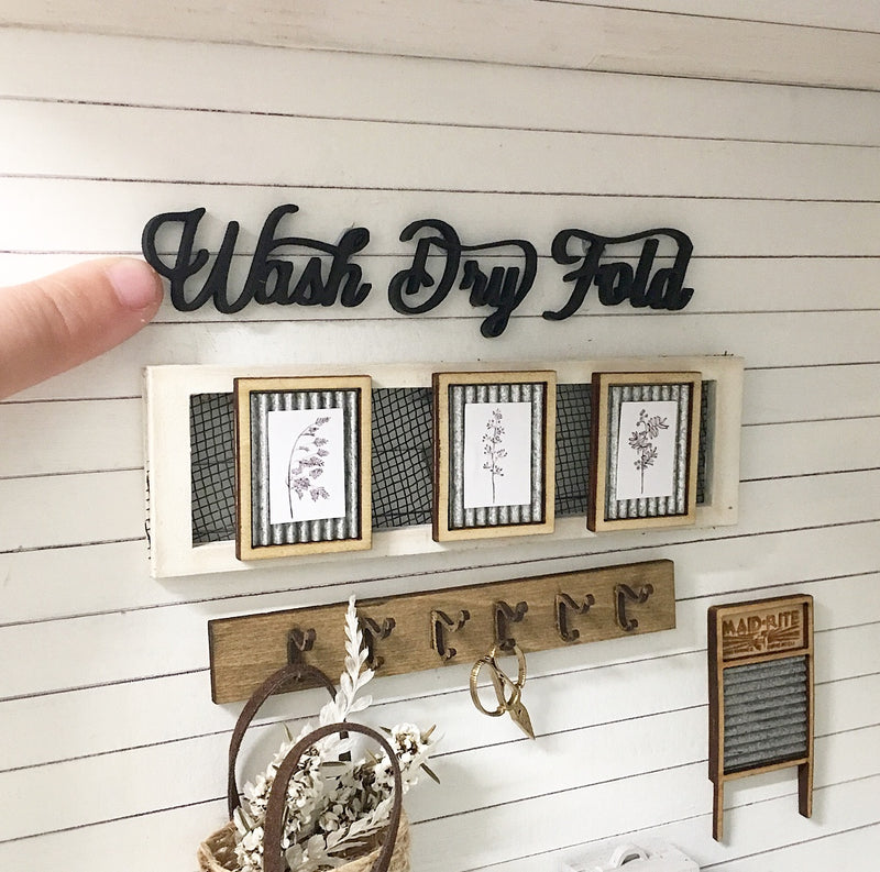 1:12 Scale | Miniature Farmhouse Black Wash Dry Fold Words