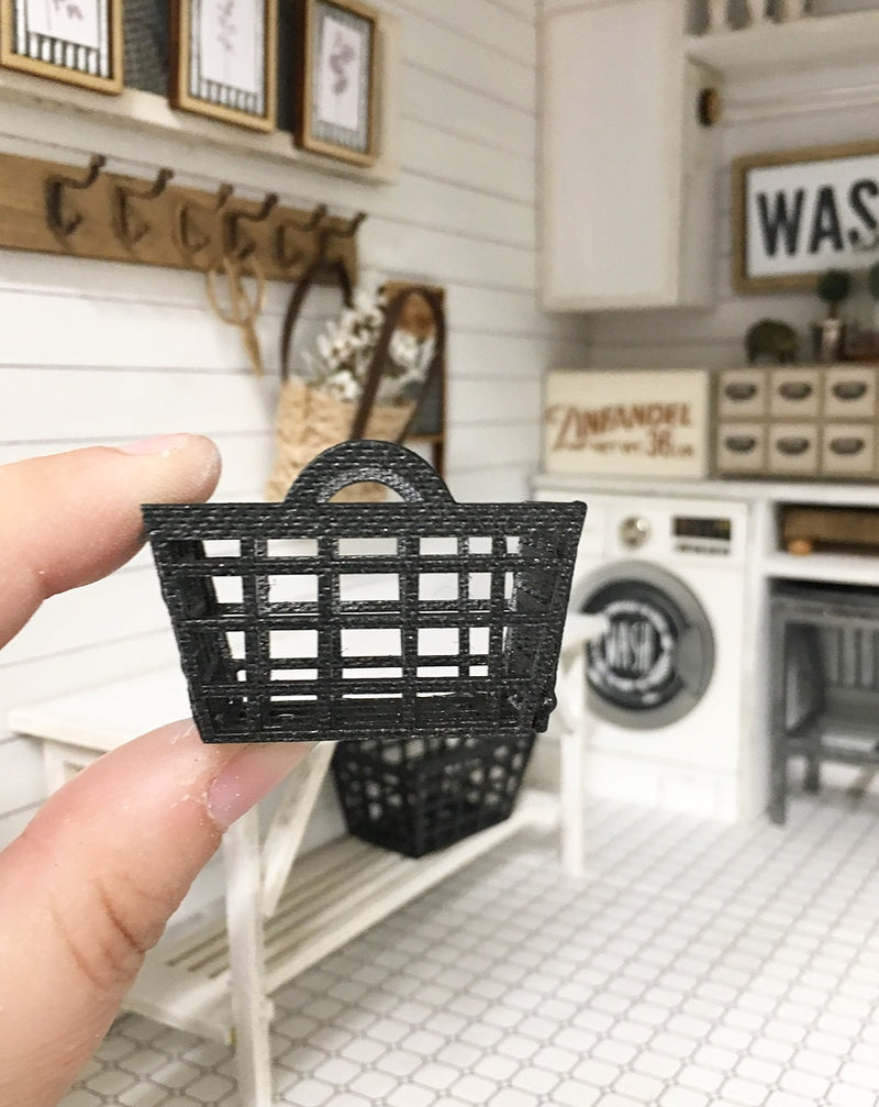 1:12 Scale | Miniature Farmhouse Black Basket