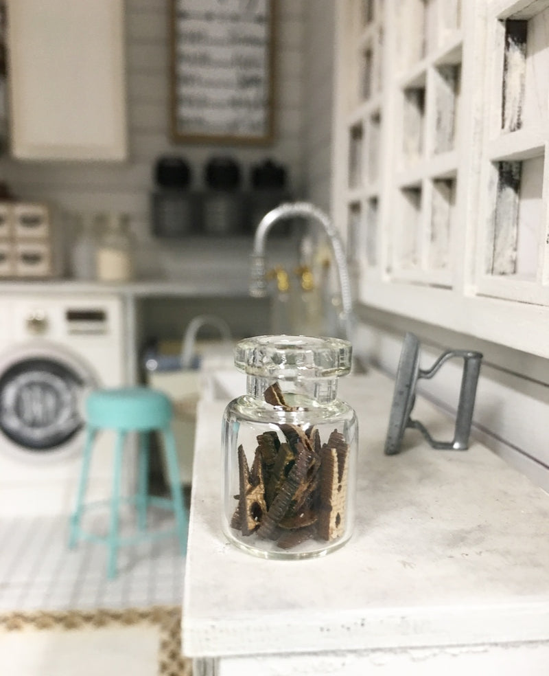 1:12 Scale | Miniature Farmhouse Jar Of Pegs 15PC