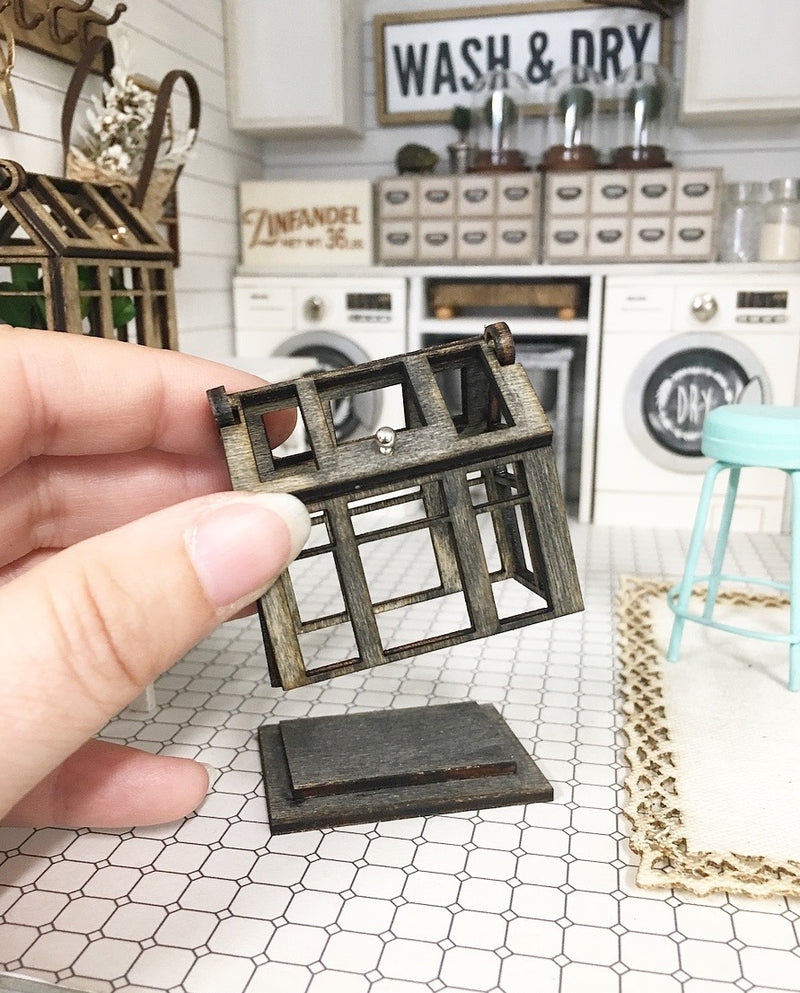 Scale | Miniature Farmhouse Opening Terrarium Distressed Black
