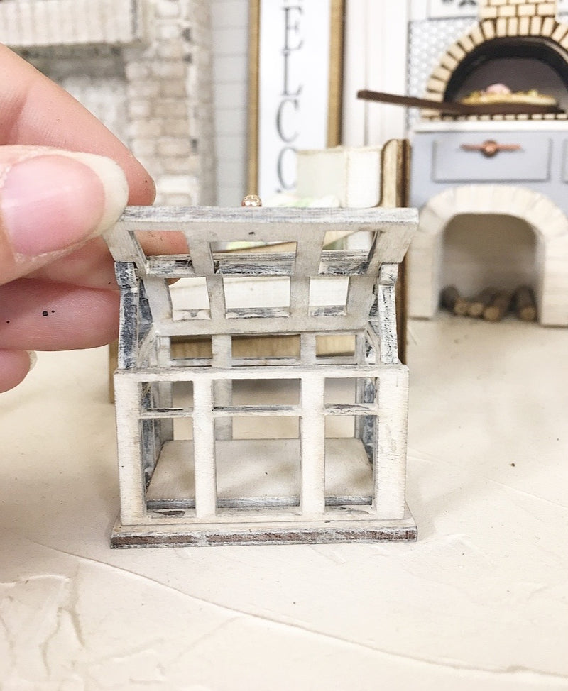 1:12 Scale | Miniature Farmhouse Opening Terrarium Distressed White