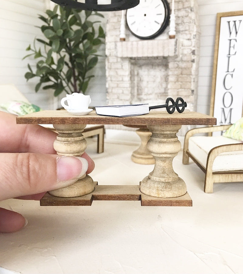 1:12 Scale | Miniature Farmhouse Rectangle Chevron Table