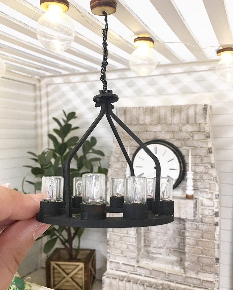 1:12 Scale | Miniature Farmhouse Round Chandilier Light