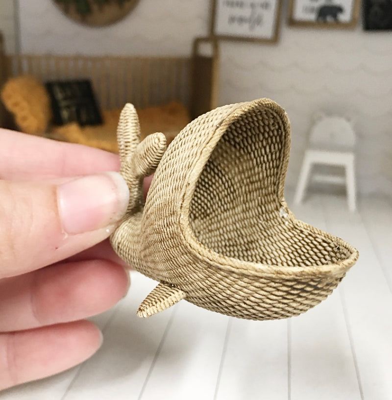 1:12 Scale | Miniature Dollhouse Rattan Whale Basket