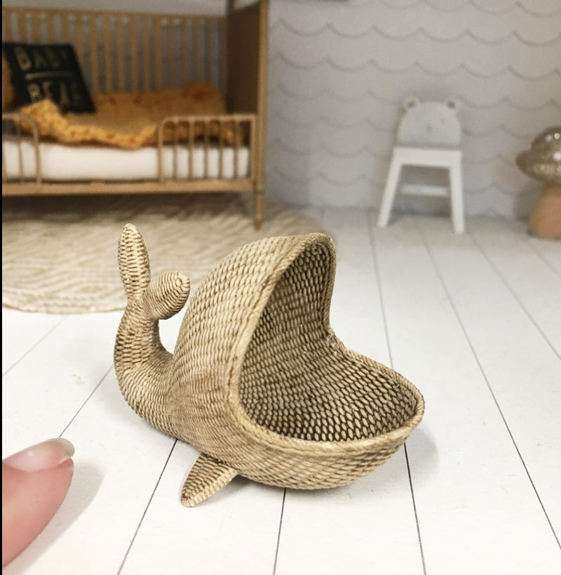 1:12 Scale | Miniature Dollhouse Rattan Whale Basket