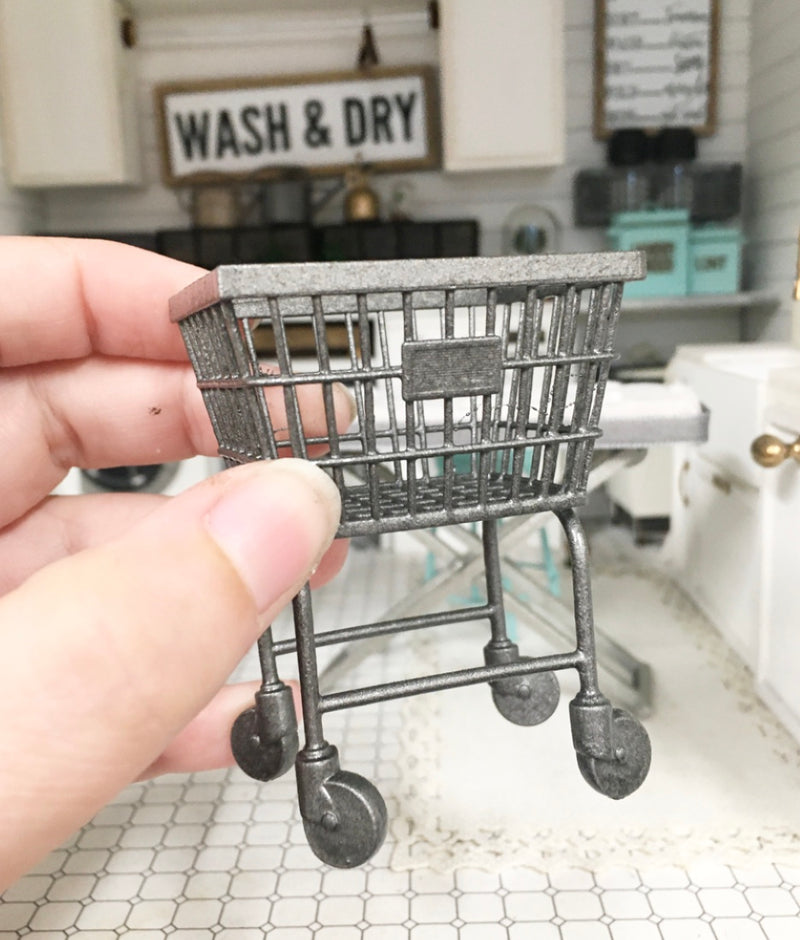 1:12 Scale | Miniature Dollhouse Wire Laundry Cart