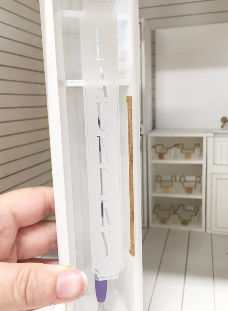 1:12 Scale | Miniature Dollhouse Laundry Etched Door Cupboard